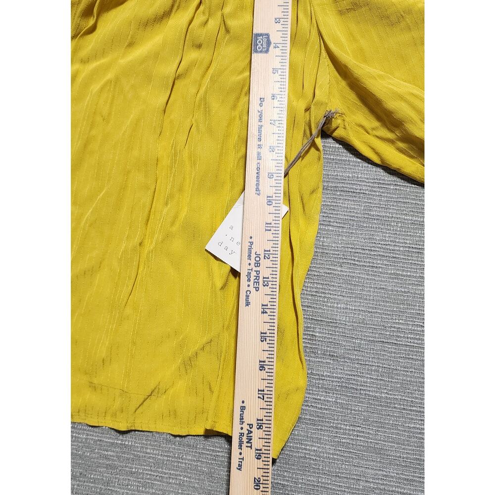 A New Day Mustard Yellow Square Neck Boho Blouse Women’s Size L NWT Pearl Button - Picture 6 of 13